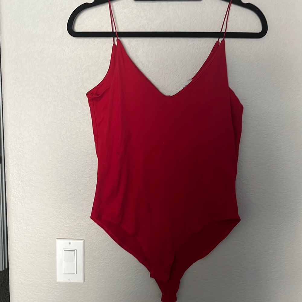 Red Spaghetti Strap Body Suit